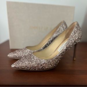 Jimmy Choo Tea Rose Glitter heels size 39 1/2